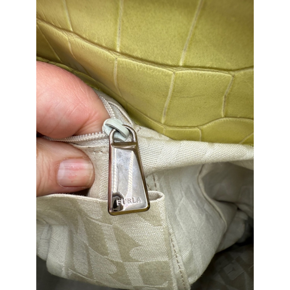 Furla Lime Croc-Embossed Leather Top-Handle Tote - Picture 12 of 14